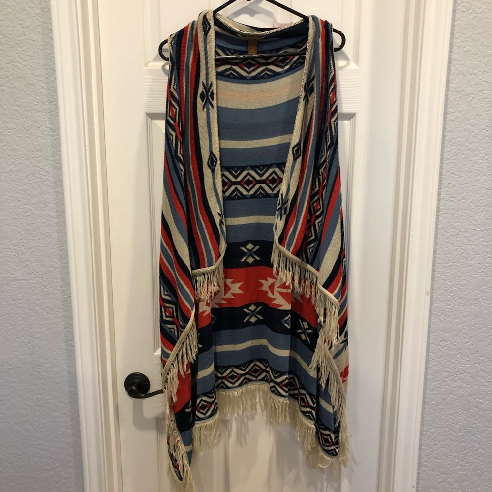 Aztec print Poncho